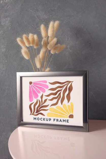 PSD metal frame mockup with simple background