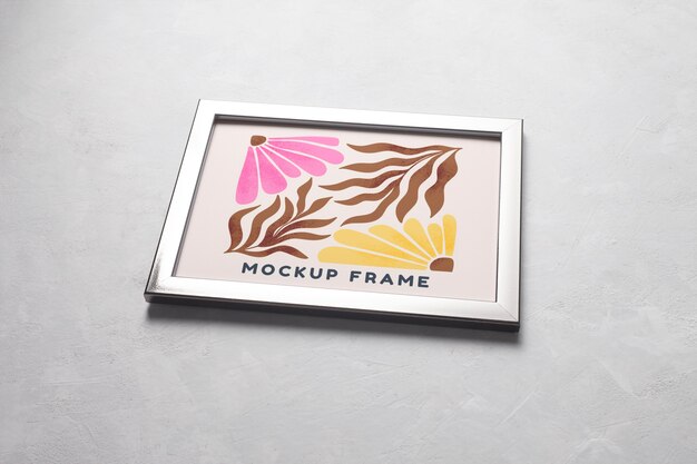 PSD metal frame mockup with simple background