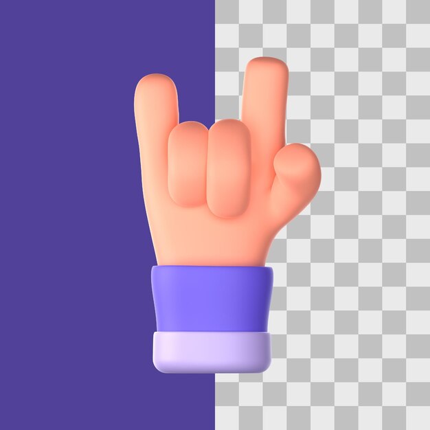 metal hand gesture in 3d render for graphic asset web presentation or other
