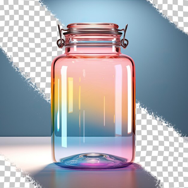 PSD a metal hooked glass container transparent background