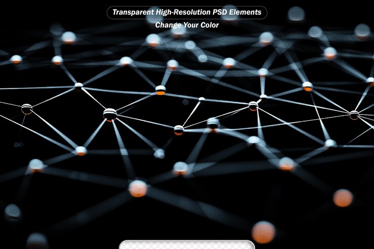 PSD metal information connected dots plexus 3d animation 3d render