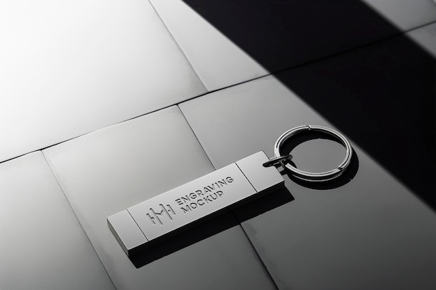 PSD metal keychain mockup