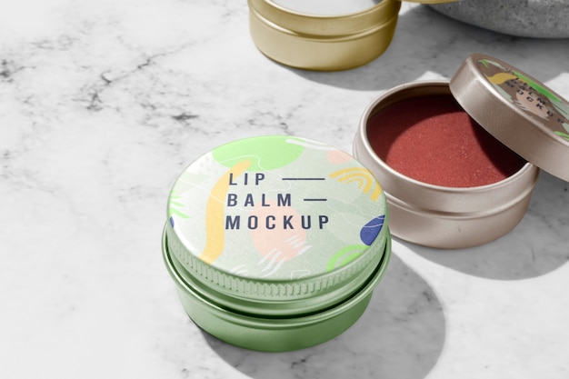 PSD metal lip balm container mock-up