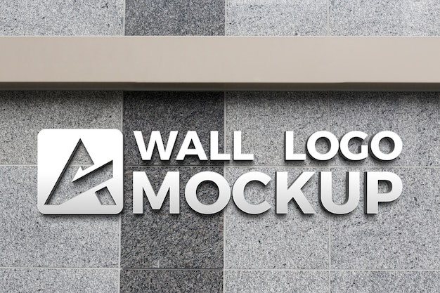 Metal logo mock-up on concrete wall