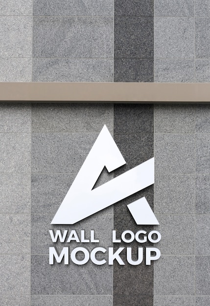 Metal logo mock-up on concrete wall