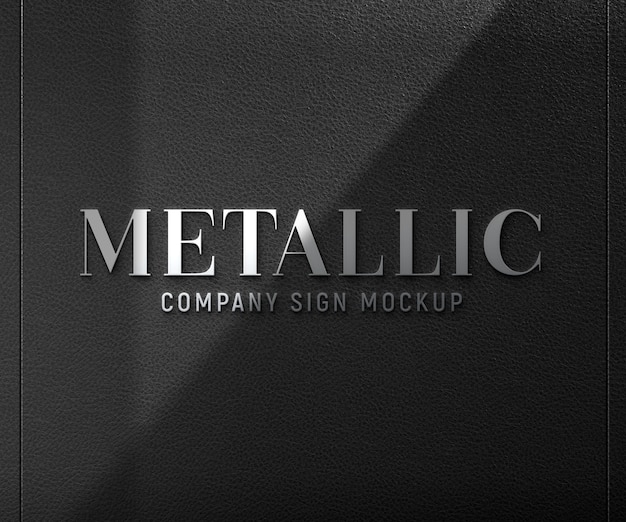 PSD metal logo mock-up design on leather surface