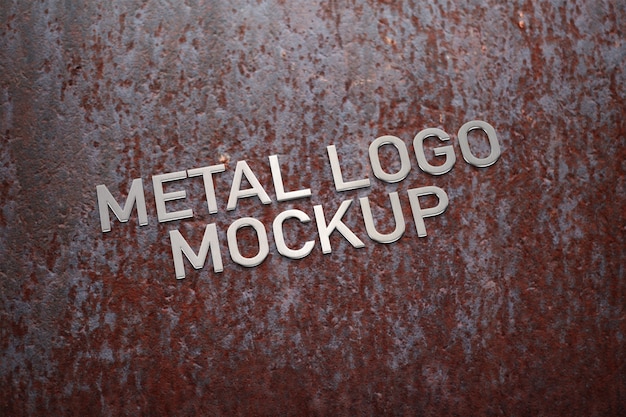 PSD metal logo mockup