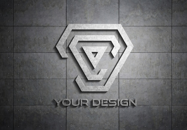 Logo in metallo sulla piastra da parete mockup