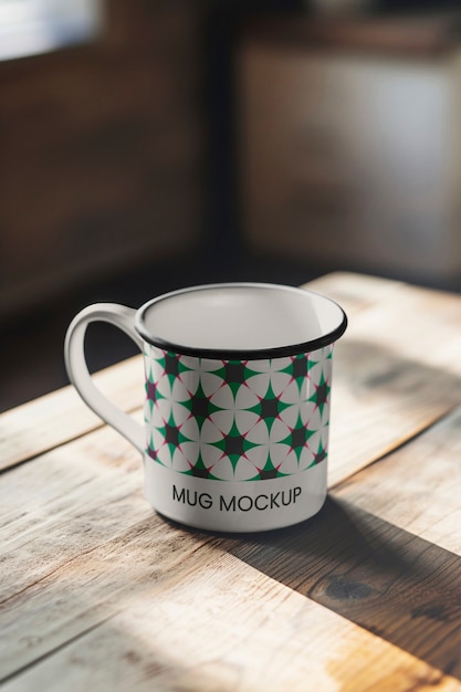 PSD metal mug  indoors mockup