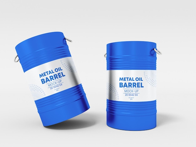 Metal Oil Barrel Drum Packaging Mockup