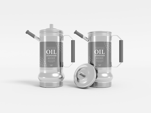 Metal oil bottle dispenser packaging mockup