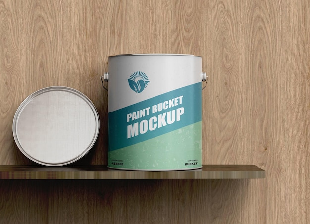 Metal paint bucket mockup