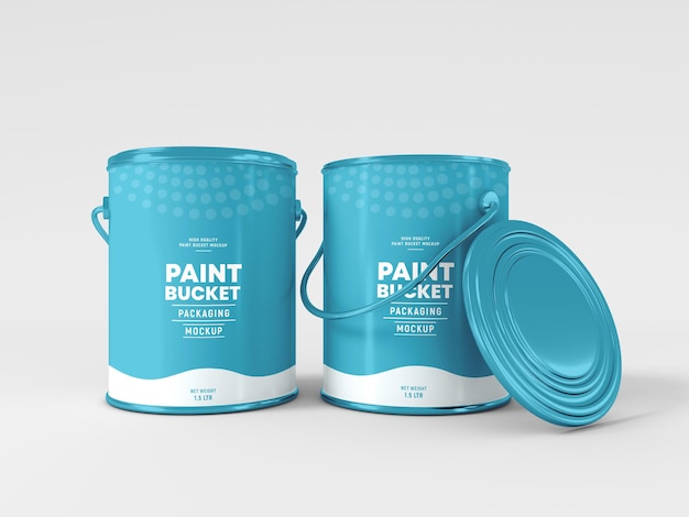 PSD metal paint bucket packaging mockup