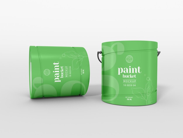 Metal Paint Bucket Packaging Mockup