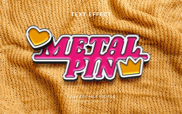 Metal pin text effect