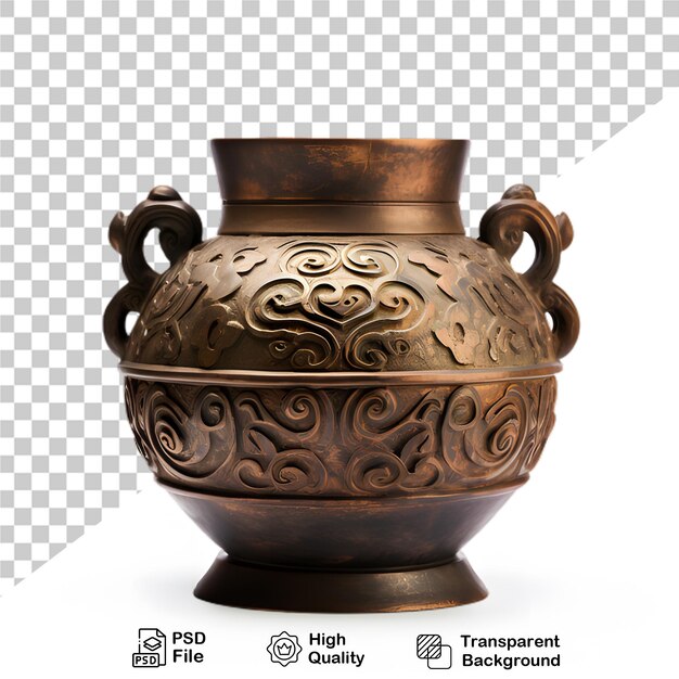 PSD metal pot bronze isolated on transparent background