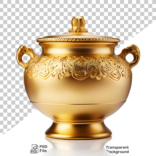 PSD metal pot gold isolated on transparent background png file