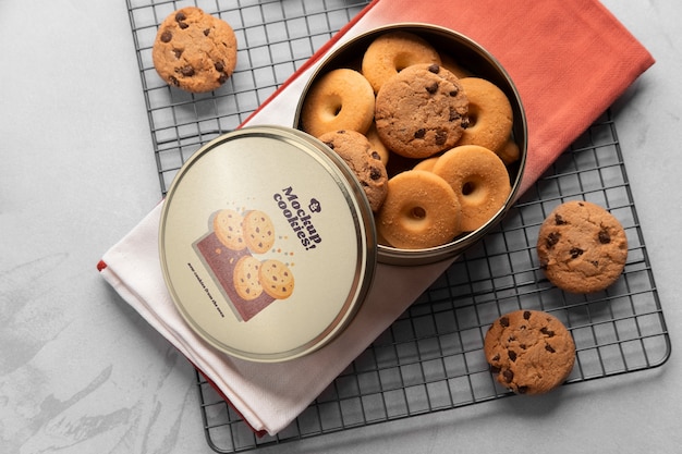 PSD metal round cookies tin packaging