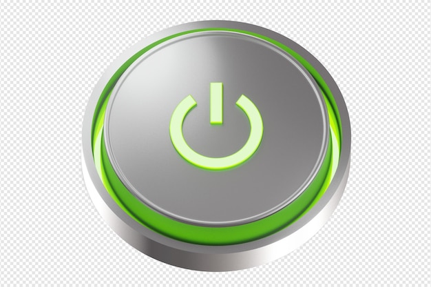 PSD metal round shaped button with bright neon green sign