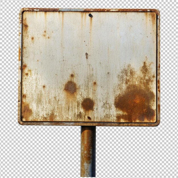 PSD metal rusting sign board on transparent background