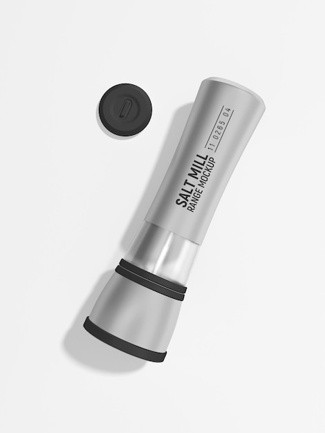 Metal salt and pepper grinding mill branding mockup