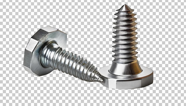 Metal screw and bolt isolated on a transparent background