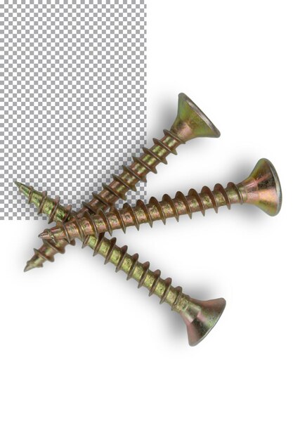 PSD metal screws on a transparent background the concept of construction repair