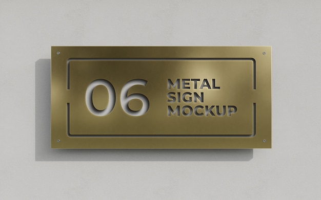 PSD metal sign with logo effect mockup design