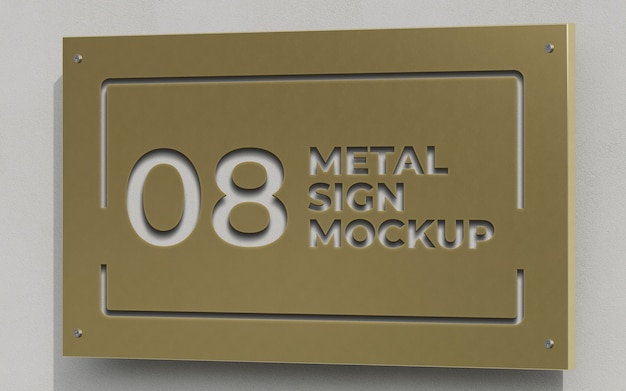 PSD metal sign with logo effect mockup design