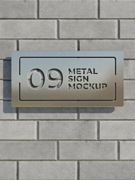 PSD metal sign with logo effect mockup design