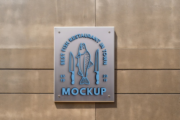 Metal sign with logo effect