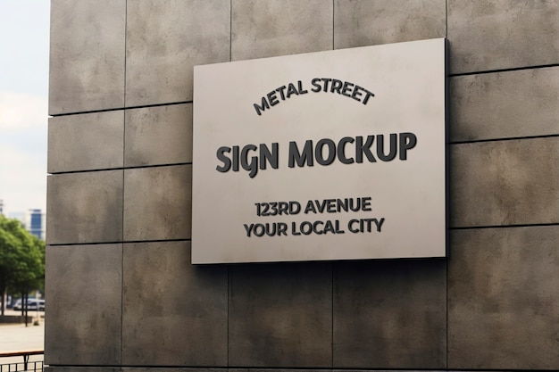 PSD metal sign with logo mockup design