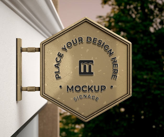 PSD metal signage logo mockup