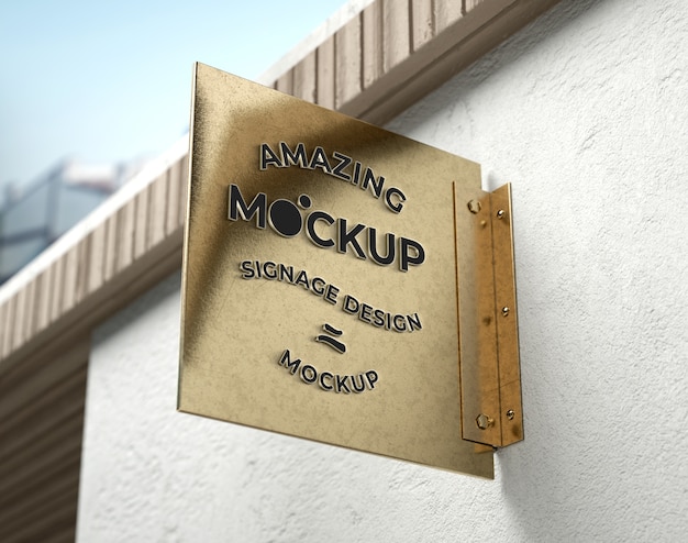 Premium PSD | Metal signage logo mockup