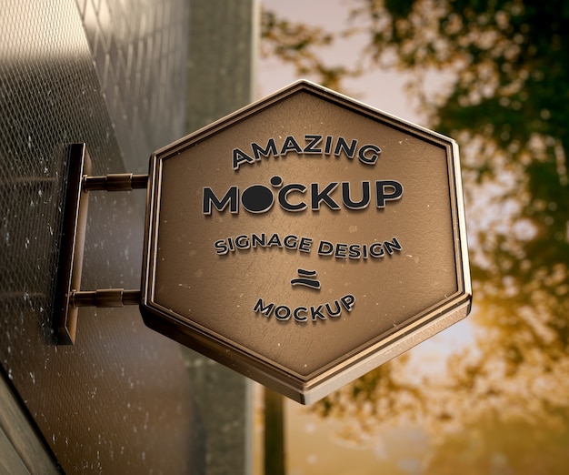 PSD metal signage logo mockup