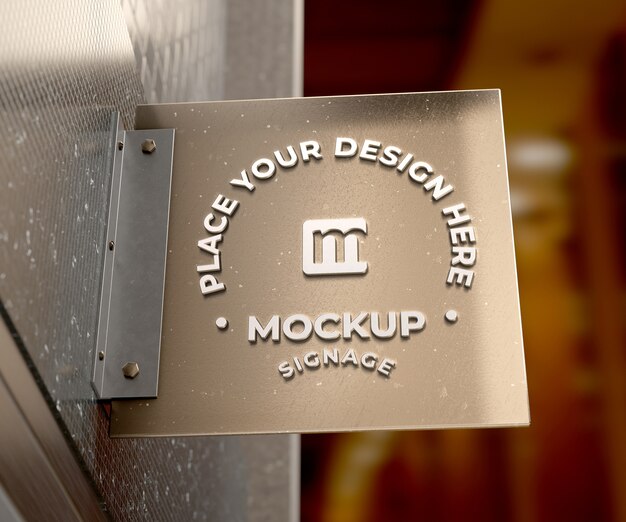 PSD metal signage logo mockup