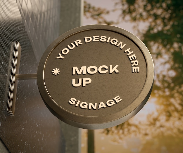 PSD metal signage logo mockup