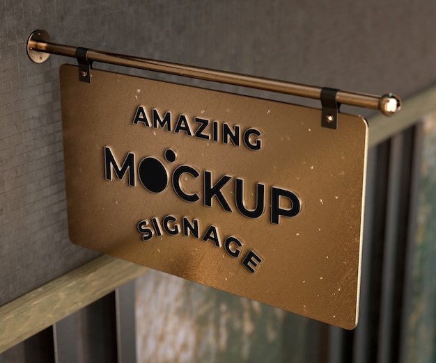 PSD metal signage logo mockup