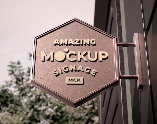 PSD metal signage logo mockup