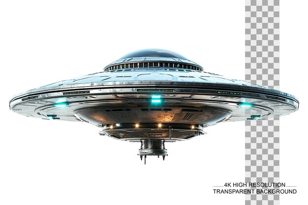 PSD metal and silver vintage ufo on transparent background