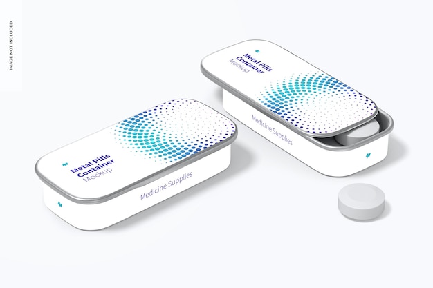 Metal Slide Top Tin Pills Containers Mockup