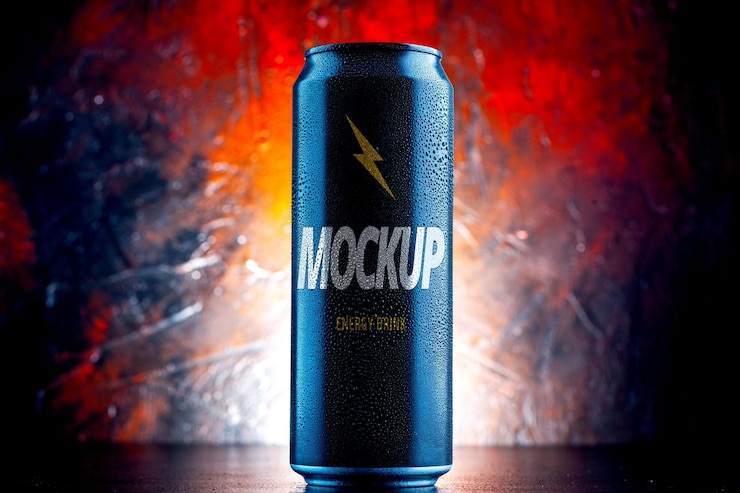PSD metal soft drink can packaging mockup