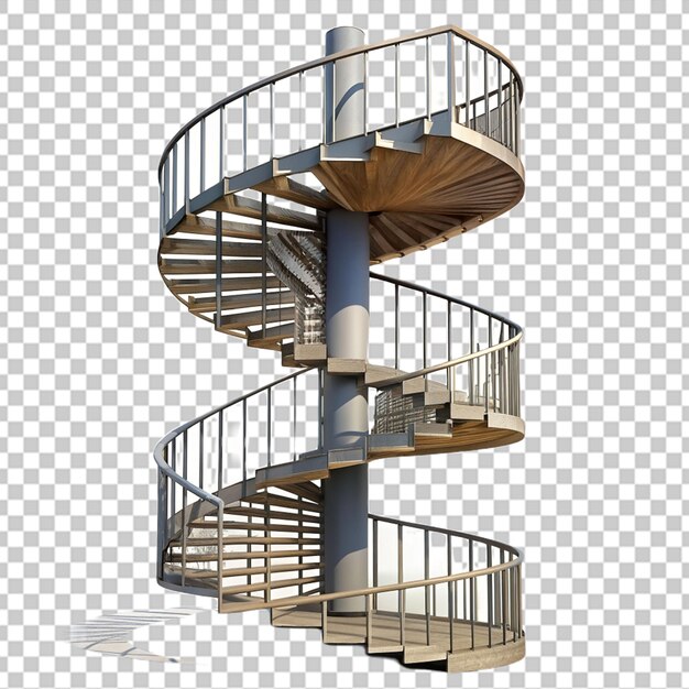 Metal spiral helical staircase realistic