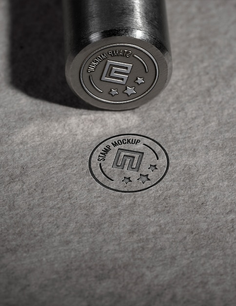 PSD metal stamp mockup design