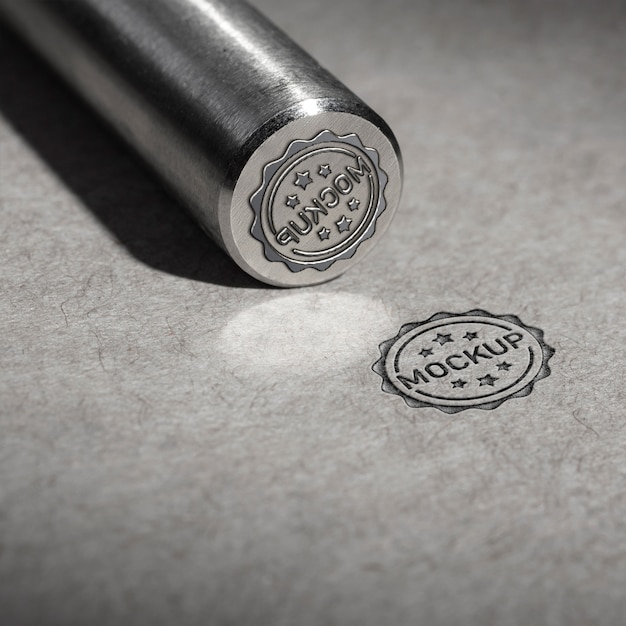 PSD metal stamp mockup design