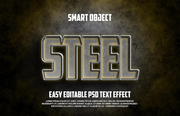 PSD metal steel easy editable text effect