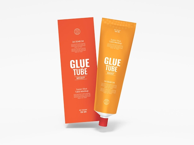 Metal Super Glue Tube Packaging Mockup