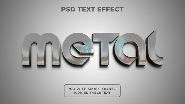 Metal text effect glow style Editable text effect mockup