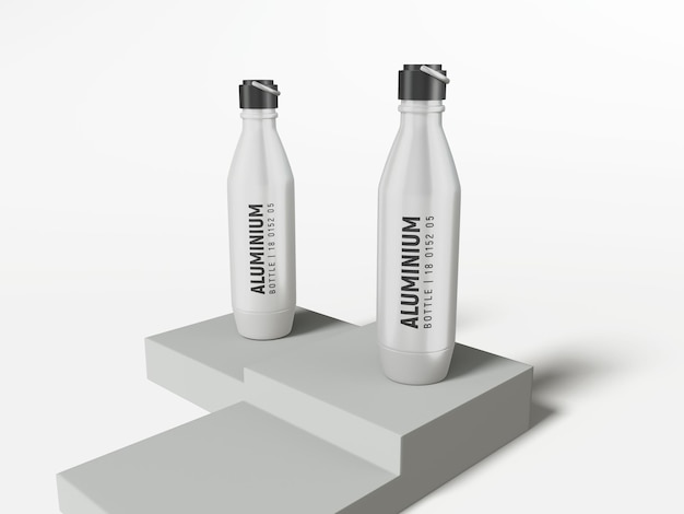 Metal thermal water bottle branding mockup