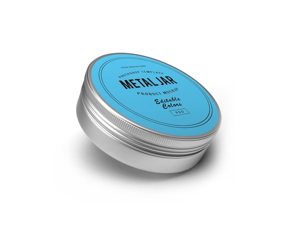 PSD metal tin jar 3d mockup design 3d rendering